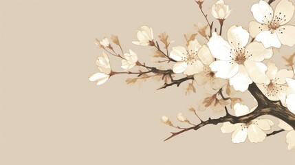 abstract blossom with strokes golden ratio in beige tones relaxing simple minimalist background