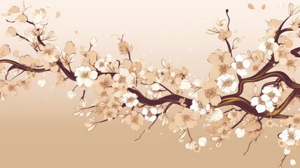 abstract blossom with strokes golden ratio in beige tones relaxing simple minimalist background