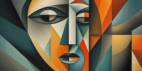 Abstract human face painting, digital artwork, Generative AI - obrazy, fototapety, plakaty