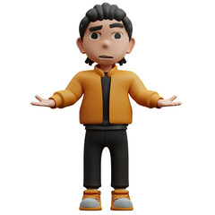 3d illustration boy pose gesture I don't know