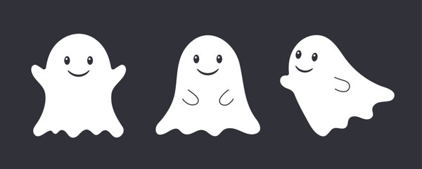 Cute ghosts. Vector Halloween clipart. 