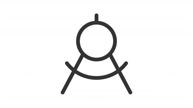 Drawing compass animated icon. Geometric tool line animation. Technical school. Creative expression. Art education. Black illustration on white background. HD video with alpha channel. Motion graphic