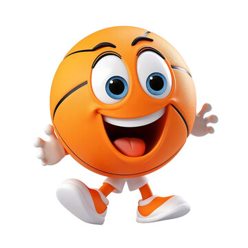 4D Cute Cartoon Basketball emotion charactor graphic design happy movie collection exciting orange icon logo avatar clipart illustration emotion sticker