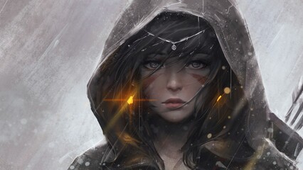 portrait of a girl in the rain