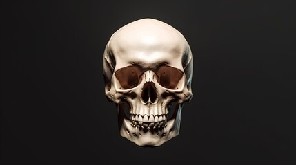 A human skull is starkly presented against a minimalistic background, creating a striking image that evokes both science and aesthetic appeal. Generative AI