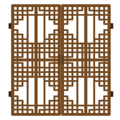 Traditional Japan Korea China ornament wood frame pattern. Asian door window antique.