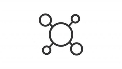Molecule animated icon. Chemical structure line animation. Rotational movement. Science project. Online study. Black illustration on white background. HD video with alpha channel. Motion graphic