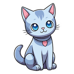 Obraz premium Charming Russian Blue Cat in a Delightful 2D Illustration with Endearing Appea