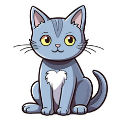 Obraz premium Charming Russian Blue Cat in a Delightful 2D Illustration with Endearing Appea