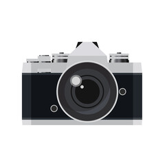 Retro film camera in a flat style