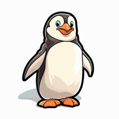 Penguin vector icon logo cartoon character fish salmon illustration doodle. 
