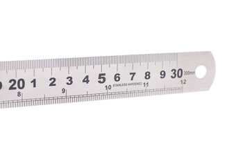 Metal Ruler isolated on white background