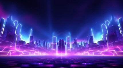 Retro futuristic 1980s Style background, Retro Wave Music Festival. Generative Ai