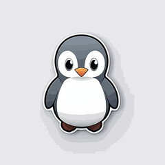 Penguin vector icon logo cartoon character fish salmon illustration doodle. 
