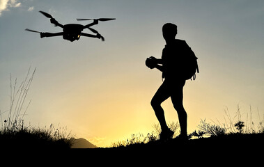 Naklejka na ściany i meble commercial drone pilot and user