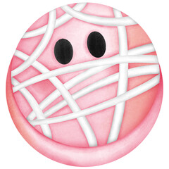 Naklejka premium Single pink macaron mummy halloween illustration