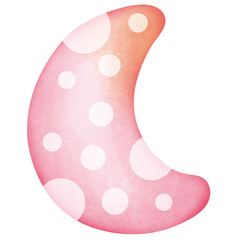 Single pink orange moon illustration