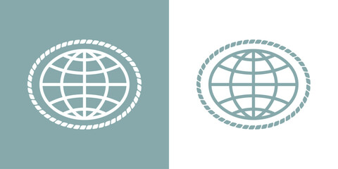 Logo nautical. Silueta de globo terráqueo con marco de cuerda © teracreonte