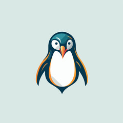 Penguin vector icon logo cartoon character fish salmon illustration doodle. 

