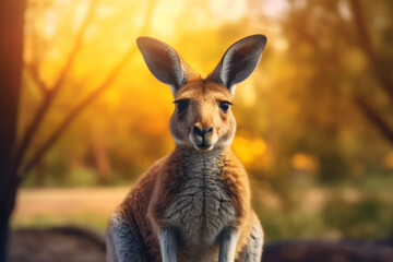 Kangaroos in nature, national geography, Wide life animals. AI Generated.
