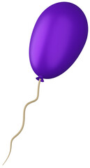 3D object purple inflatable balloon in the shape of an ellipsoid on a transparent background