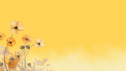 Naklejka premium Flower frame with yellow pastel background