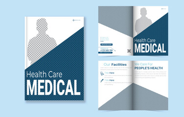 Flat design hospital bi-fold brochure template design