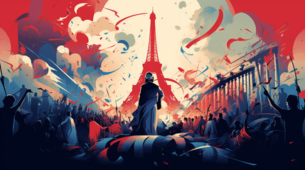 Révolution française, avec le blanc de l'espoir, le bleu de la liberté et le rouge de la passion révolutionnaire.