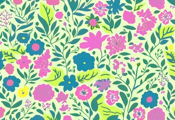 Seamless pattern with colorful flowers. Vector illustration for your design
