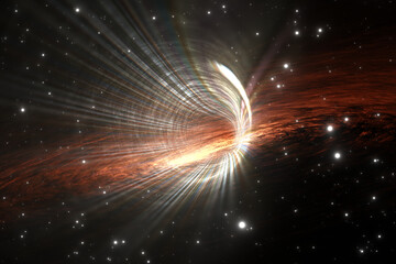 Interstellar space-time tunnel, journey to a distant galaxy