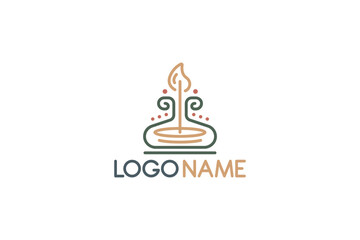 Creative logo design depicting a burning candle. - Logo design template of a burning candle