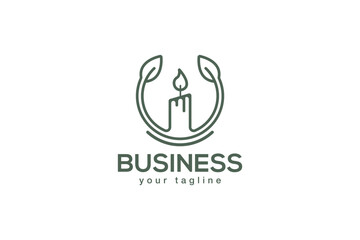 Creative logo design depicting a burning candle. - Logo design template of a burning candle