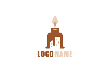 Creative logo design depicting a burning candle. - Logo design template of a burning candle