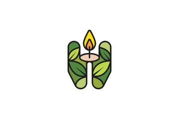 Creative logo design depicting a burning candle. - Logo design template of a burning candle