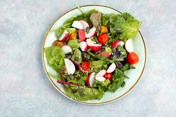 Salad with radishes and greens.