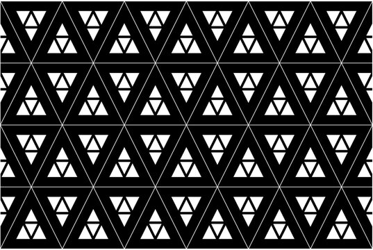 Triangle of lattice pattern. Design futuristic style white on black background. Design print for illustration, textile, texture, wallpaper, background. Set 9