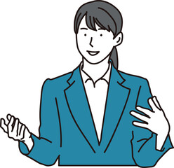 話をするアジア人ビジネスウーマン