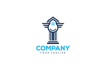 Creative logo design depicting a house shaped like a stone pillar - Logo Design Template