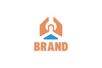 Creative logo design depicting a wrench house - Logo Design Template