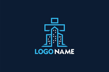 Creative logo design depicting a cross city - Logo Design Template
