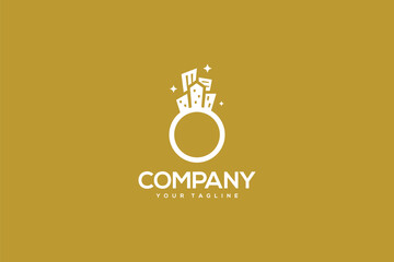 Creative logo design depicting a cith shaped like a ring - Logo Design Template	
