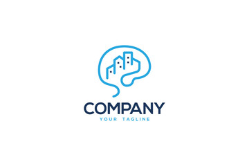 Creative logo design depicting a brain with a city inside - Logo Design Template	
