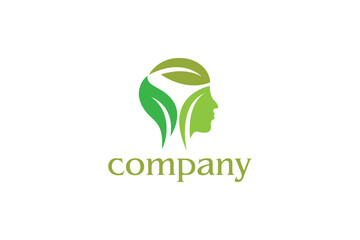 Creative logo design depicting a head made from leaves- Logo Design Template	
