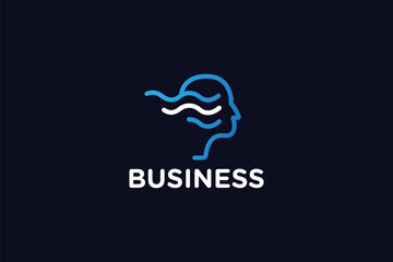 Creative logo design depicting a head with waves- Logo Design Template	
