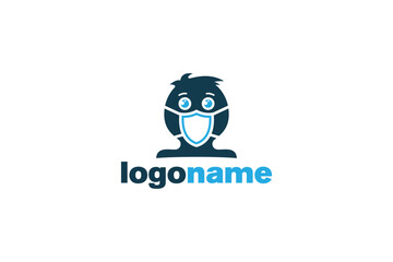 Creative logo design depicting a person wearing a shield shaped mask- Logo Design Template	

