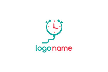Creative logo design depicting a sthetoscope shaped like a clock- Logo Design Template	
