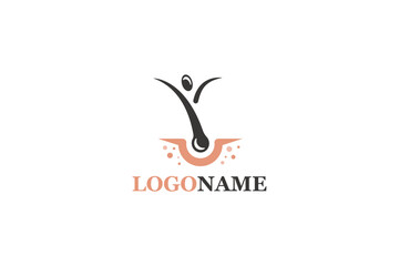 Creative logo design depicting a person shaped like a hair folicle- Logo Design Template	
