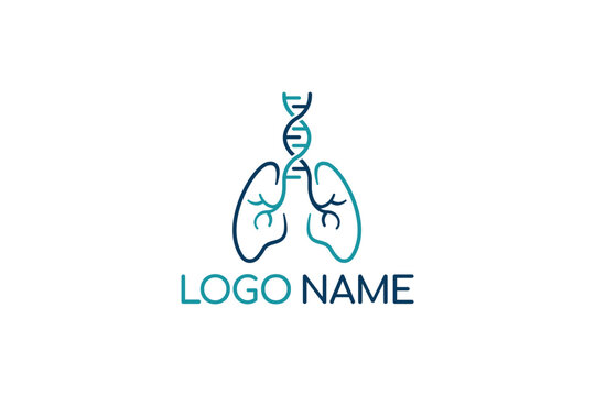 Creative logo design depicting a pair of lungs shaped like a dna string- Logo Design Template	
