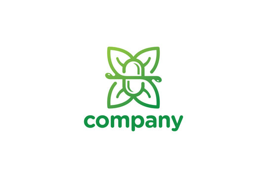 Creative logo design depicting a pill inside four leaves- Logo Design Template	

