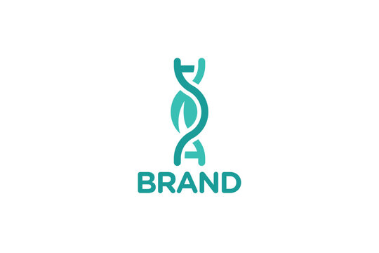 Creative logo design depicting a dna strand shaped like a leaf- Logo Design Template	
